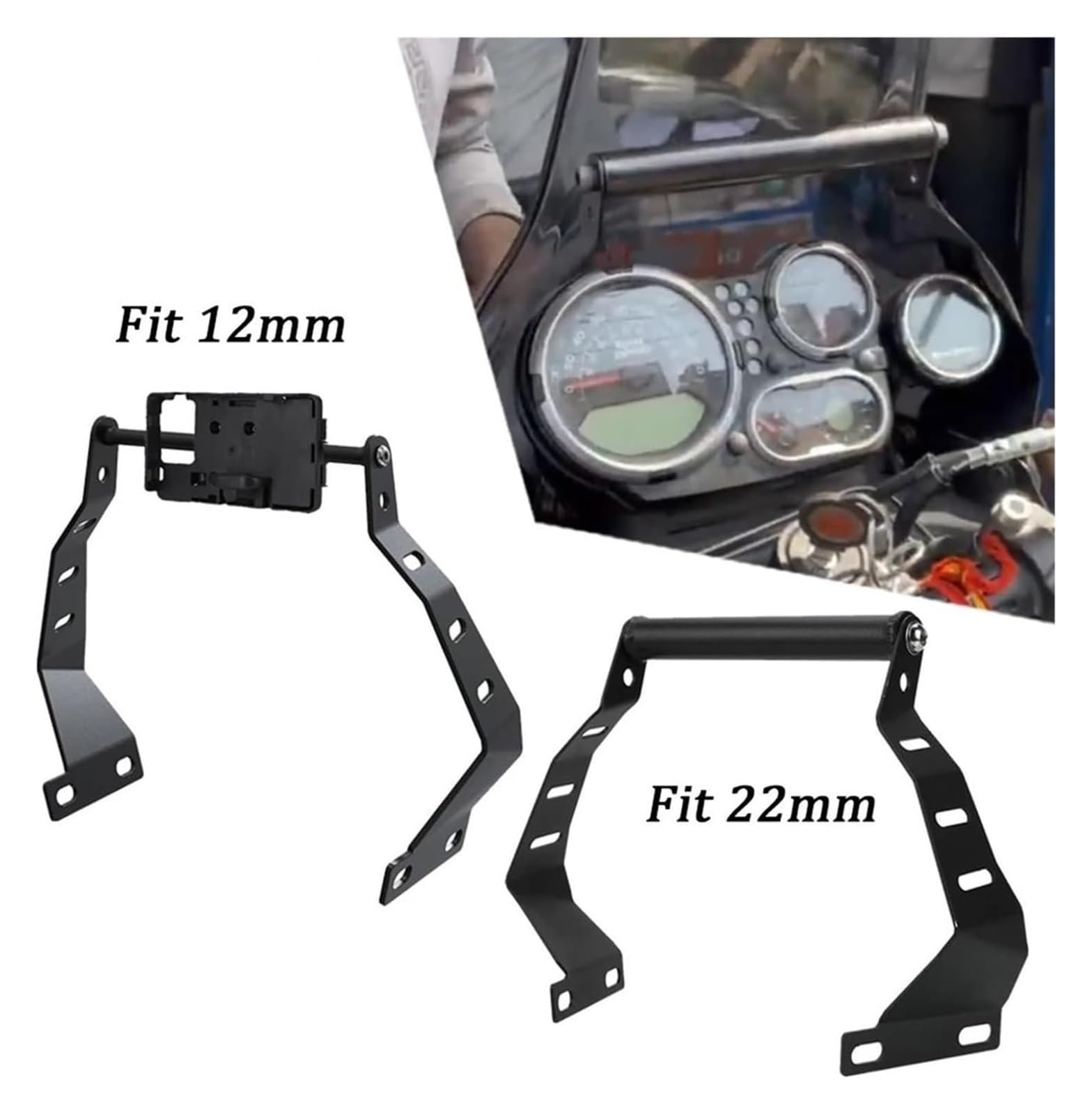 pour Moto Support Navigation GPS pour Royal pour Enfield pour Himalayan pour BS6 2021 2022 2023 Moto GPS pour Smartphone Navigation Support Adaptateur(Black 22mm)
