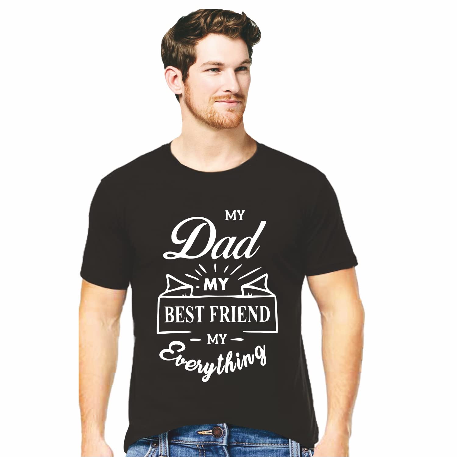 Cotton Mens Tshirts My Dad My Best Friend My Everything Printed Tshirts-image-6