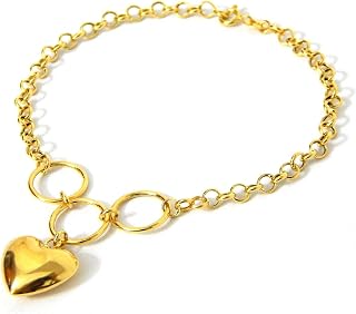 Pulseira Feminina Portuguesa Em Ouro 18k Coração