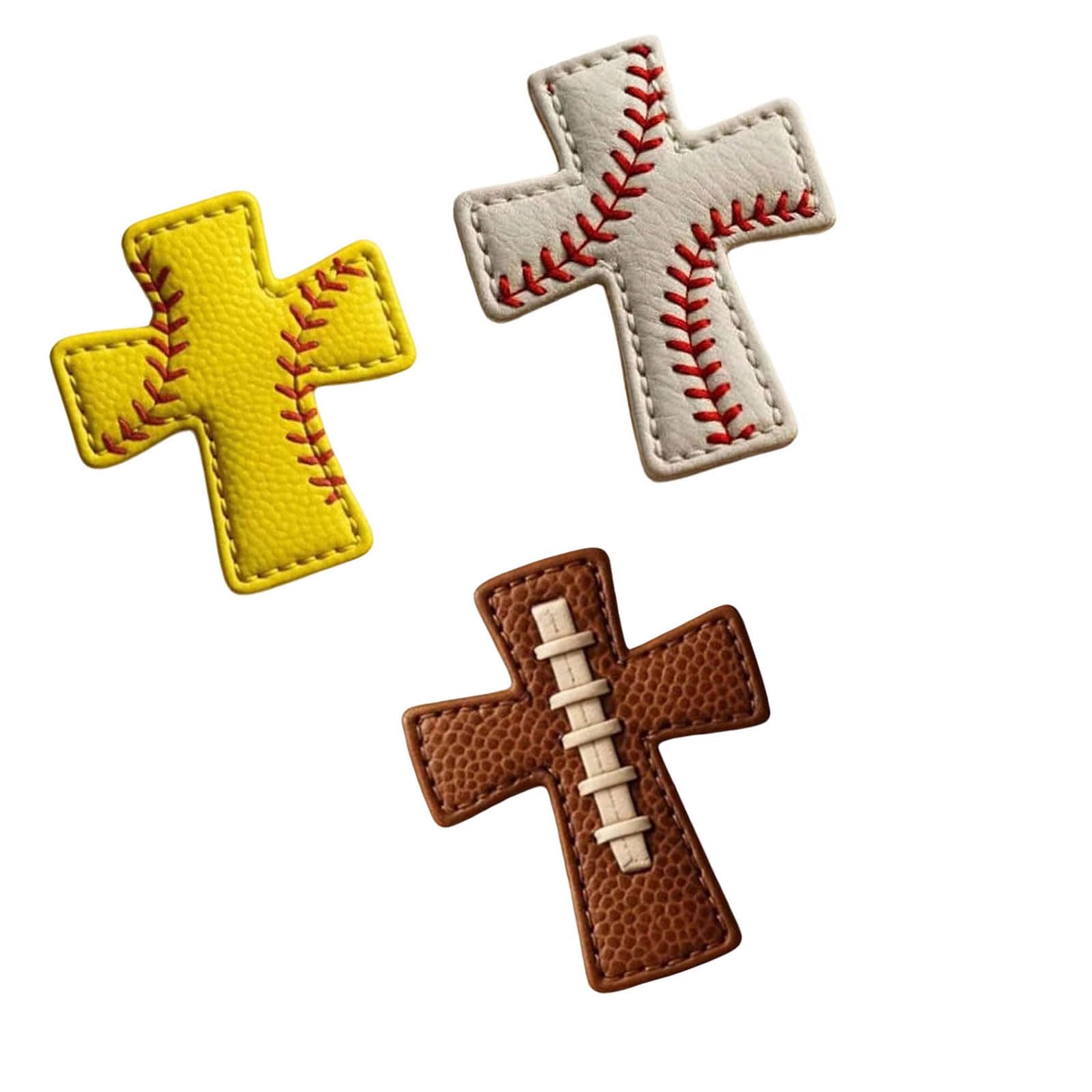 hogtnd Handmade Christian Symbol Crosses Accent Baseball, Football, Softball Embellished, Tokens Support for Christian Gift