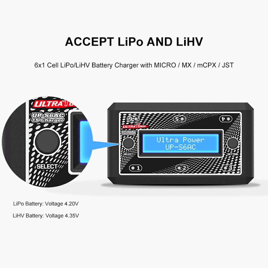 Cargador de batería LiHV con Control inteligente, cargador de batería con pantalla LCD para UP-S6AC, canal LCD, LiPO Digital