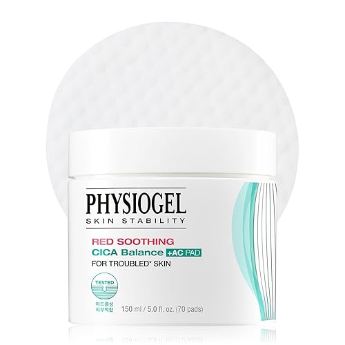 Physiogel Almohadilla de tóner calmante para hombres y mujeres, exfoliante suave y calmante para la piel, cica, ácido salicílico BHA, niacinamida,