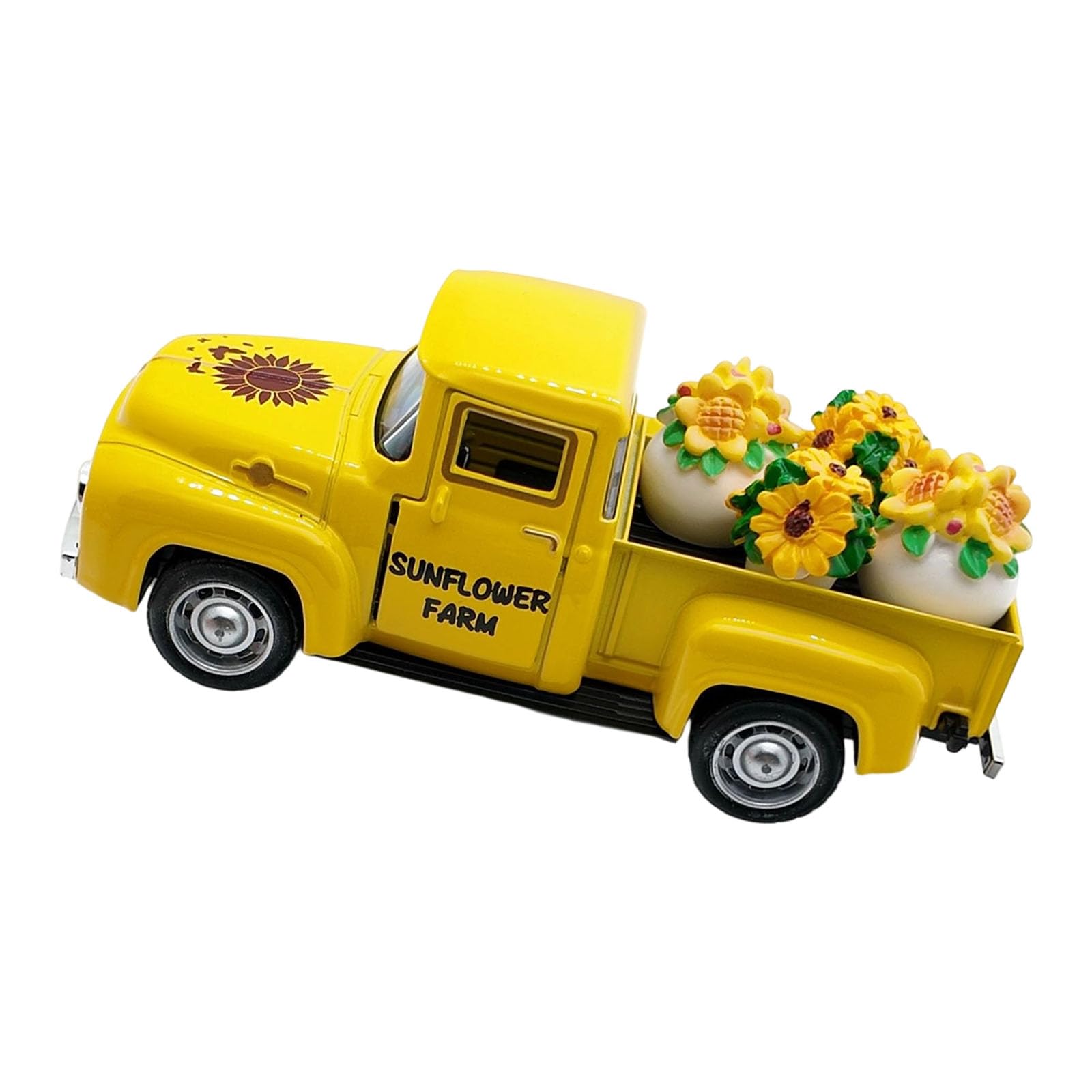 Woedpez Miniature Antique Truck Model Sculpture with Removable Sunflowers Embellishments for Seasonal Centerpieces or Party Gift Miniature Antique Truck Ornament