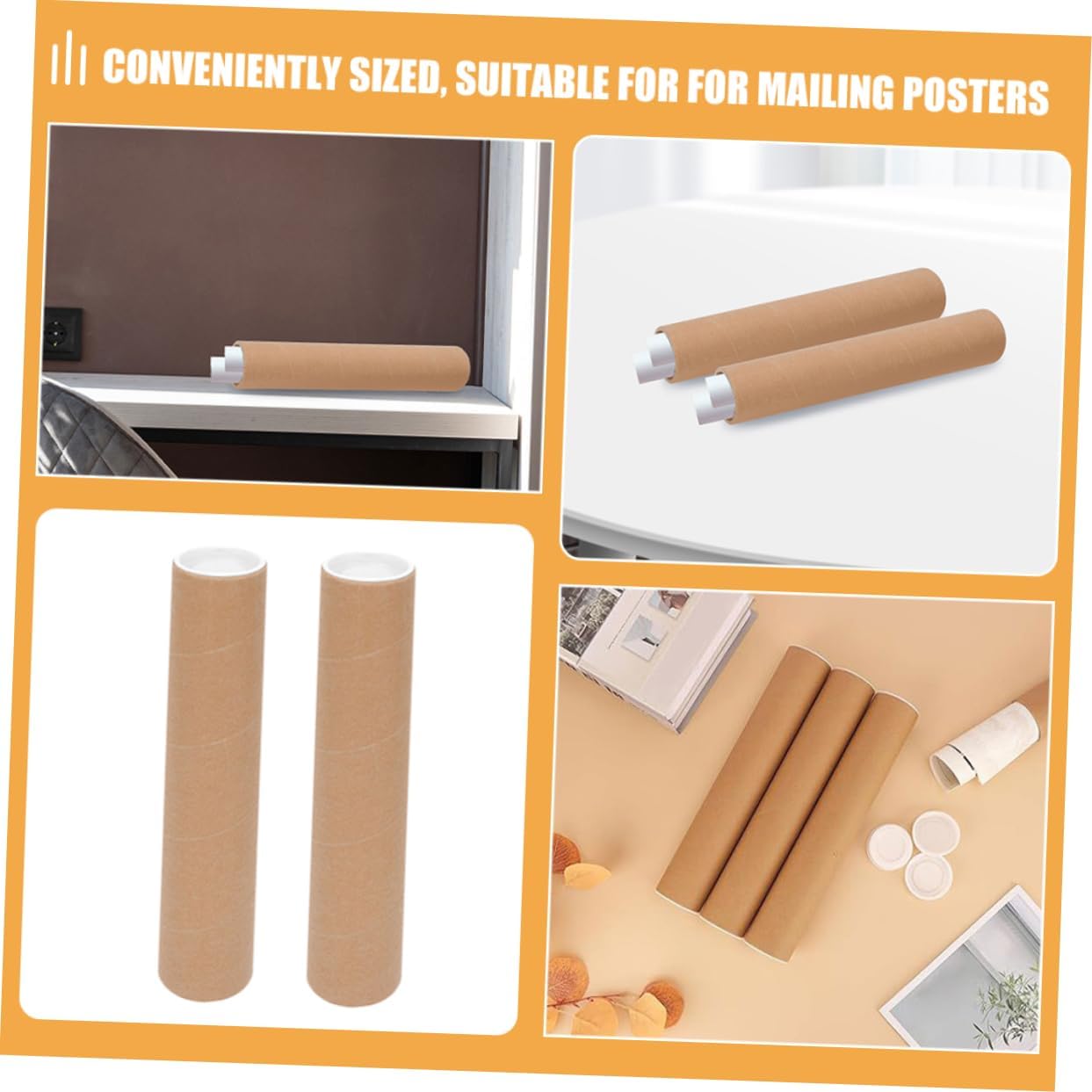 Uonlytech 2Pcs Heavy Duty Poster Tubes for Art Storage and Shipping Mailing Tubes with End Caps for Long Term Document Transport and Protection