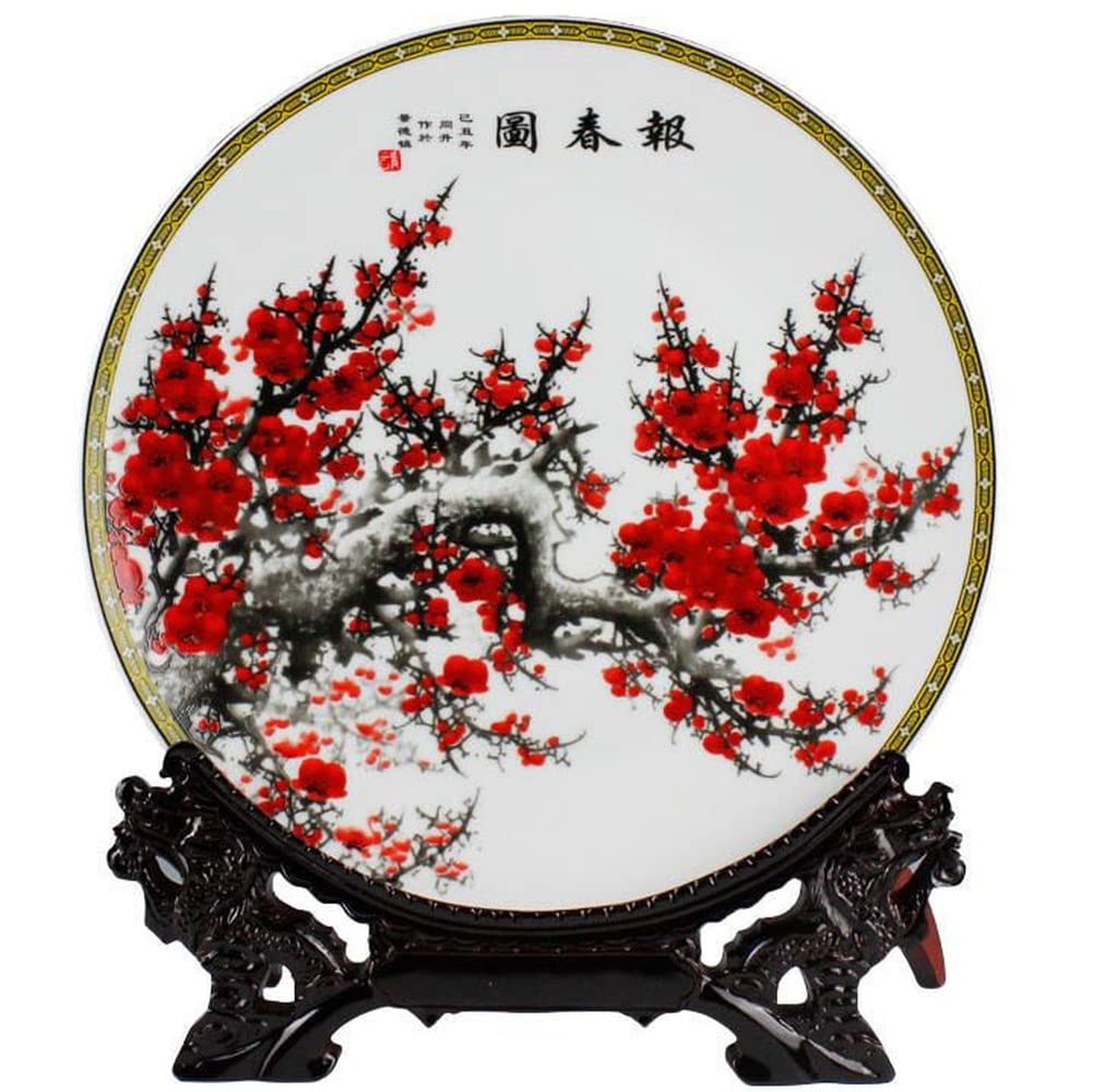 BKHsgDXJ Decorative ceramics Decorative Ceramics Hanging Plates, Cera 10.2inch Jingdezhen Plum Blossom Pattern Decoration