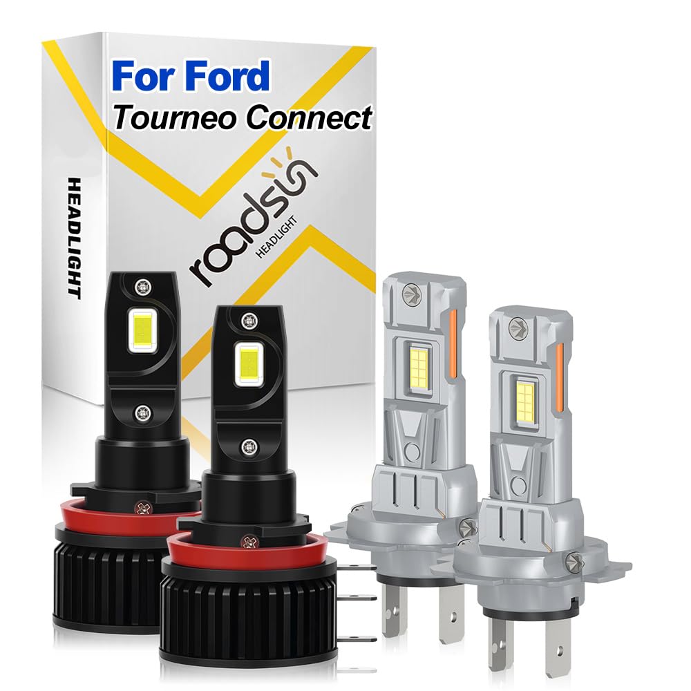 Bombillas LED Para Faros, 120W, 6000K Blanca, H15 H7 Luz de carretera y luz de cruce, Luces LED anti-deslumbramiento, tubo de cobre único, For Ford Tourneo Connect 2014-2023