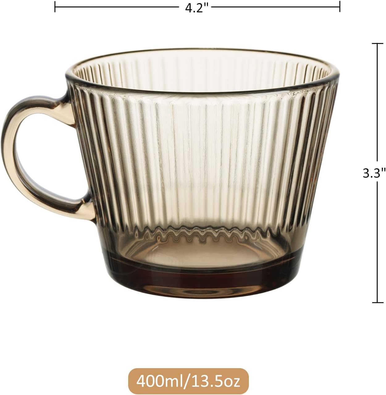Buy Joeyan Vintage Ribbed Glass Coffee Mugs Espresso Cups,Amber Tea Cup