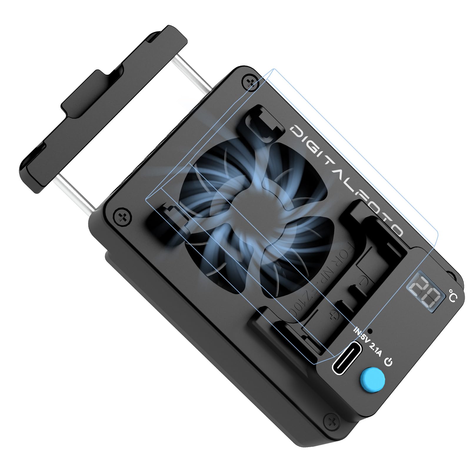 ICEMAN-FZ100 Camera Cooler for Sony ZV-E1/A6700/A7IV/FX3, TEC Thermoelectric Camera Cooling Fan, LED Display, Dual Power via NP-FZ100 Battery or USB-C, Silent Operation, Quick Lock Mount