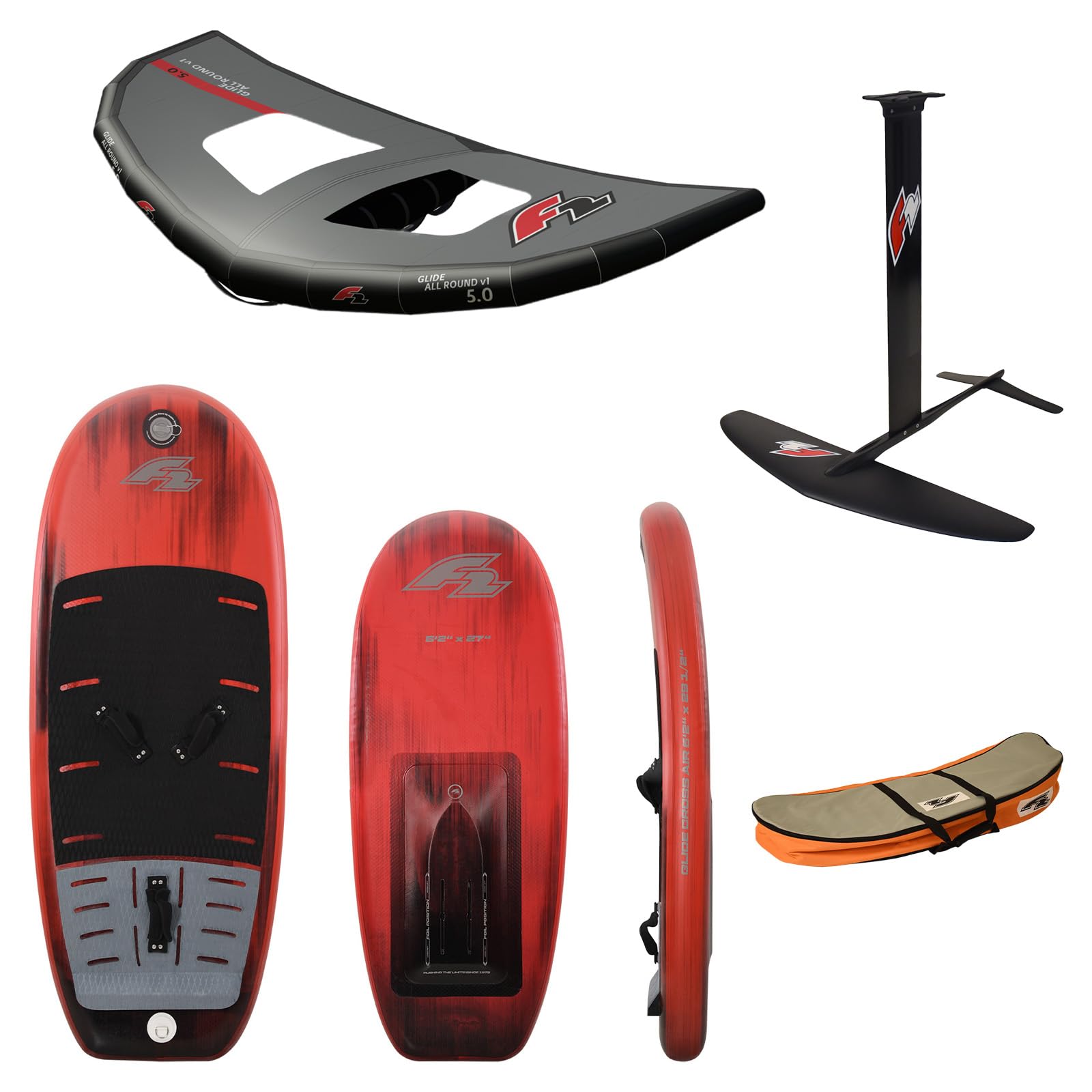 F2 Set Glide Cross Air 120L + LTD Allround Foil 2000 + Glide Allround Wing 5qm