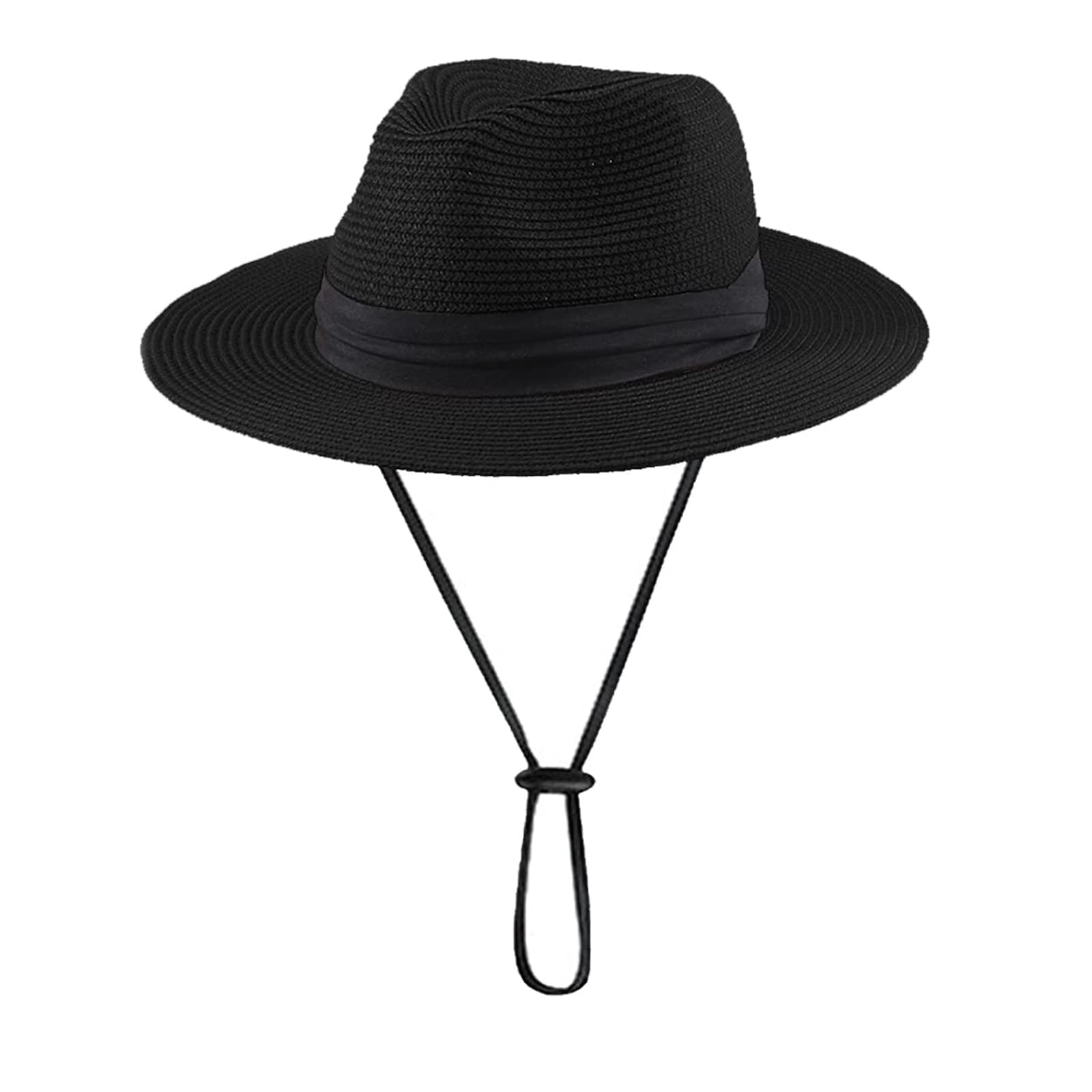 Funkeet 2 Pack Panama Straw Hats Wide Brim Sun Hat for Women Summer Beach Fedora UPF50+