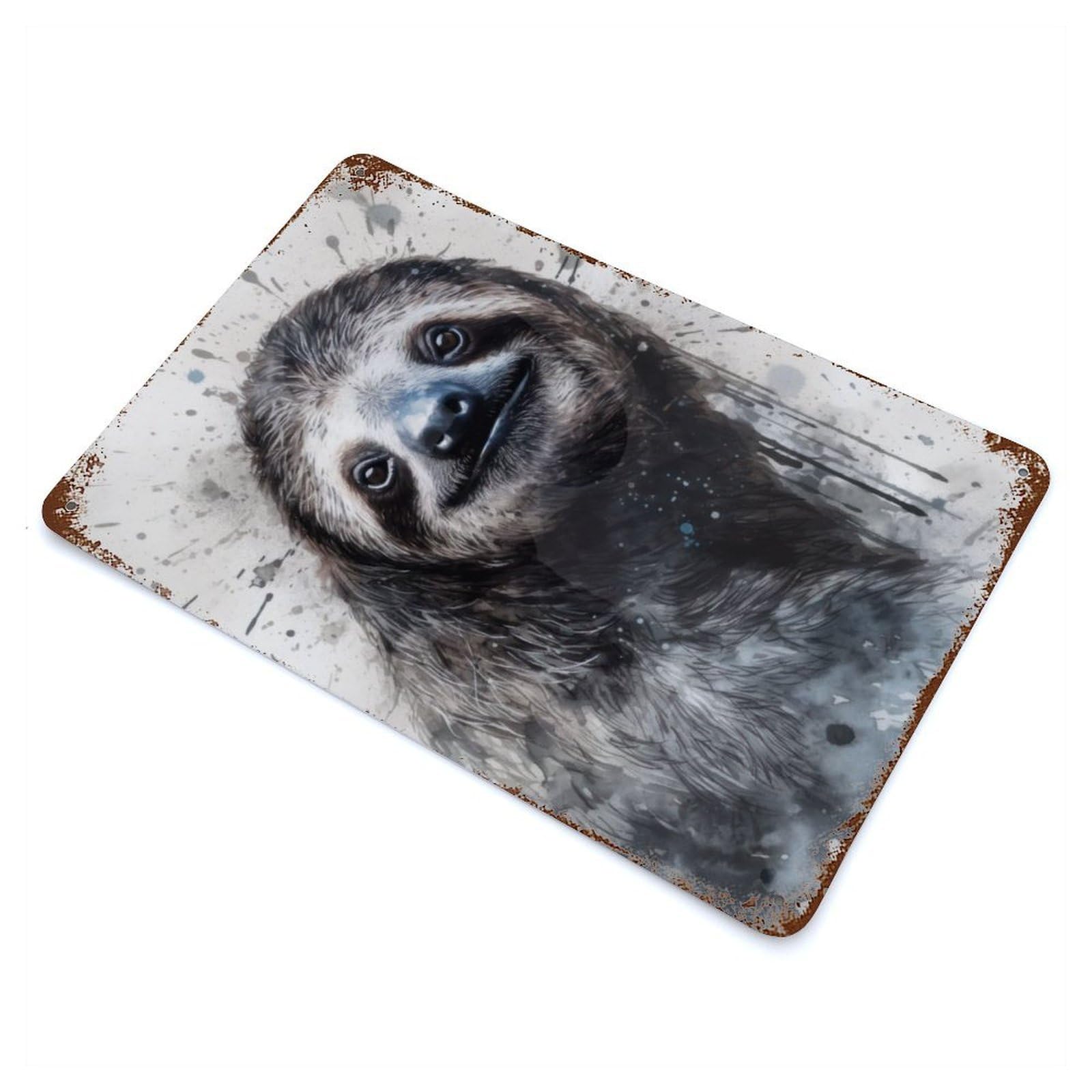 Vintage Rust Metal Sign with Sloth Natures Relaxer Design 11.8"x7.9", for Garage, Bar And Workshop Decor, Retro Wall Decor