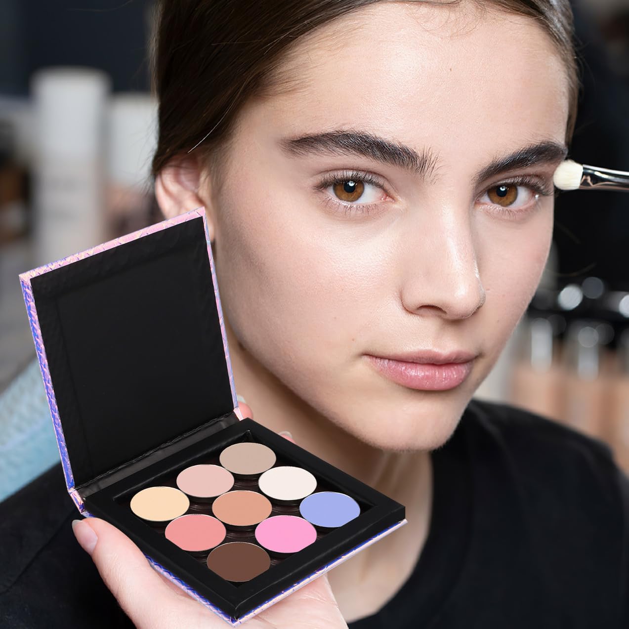MAGICLULU 3juegos Paleta De Maquillaje Magnética De Metal Con Espátula Para Sombras Labios Portátil Para y