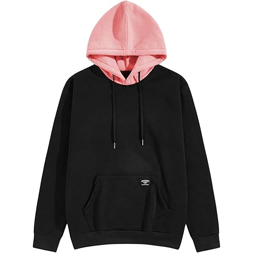 SOLY HUX Men's Casual Colorblock Pullover Fashion Loose Fit Long Sleeve Graphic Trendy Drawstring Hoodie Sweatshirt