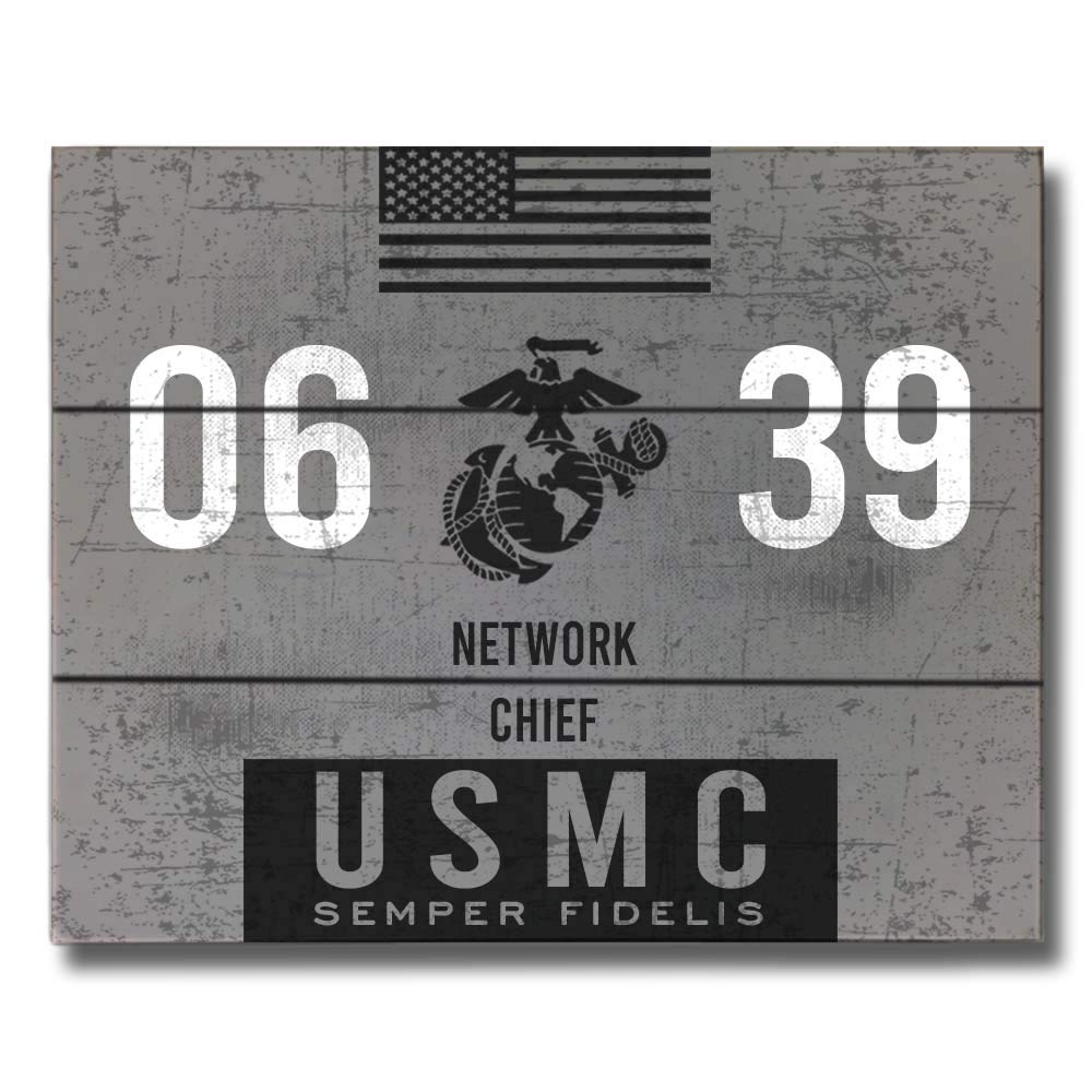 Buy USMC 0639 Network Chief Marine Corps MOS Gray Wood Plank 12 x 16