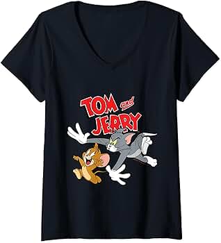Amazon.com: Tom and Jerry V-Neck T-Shirt : Clothing, Shoes