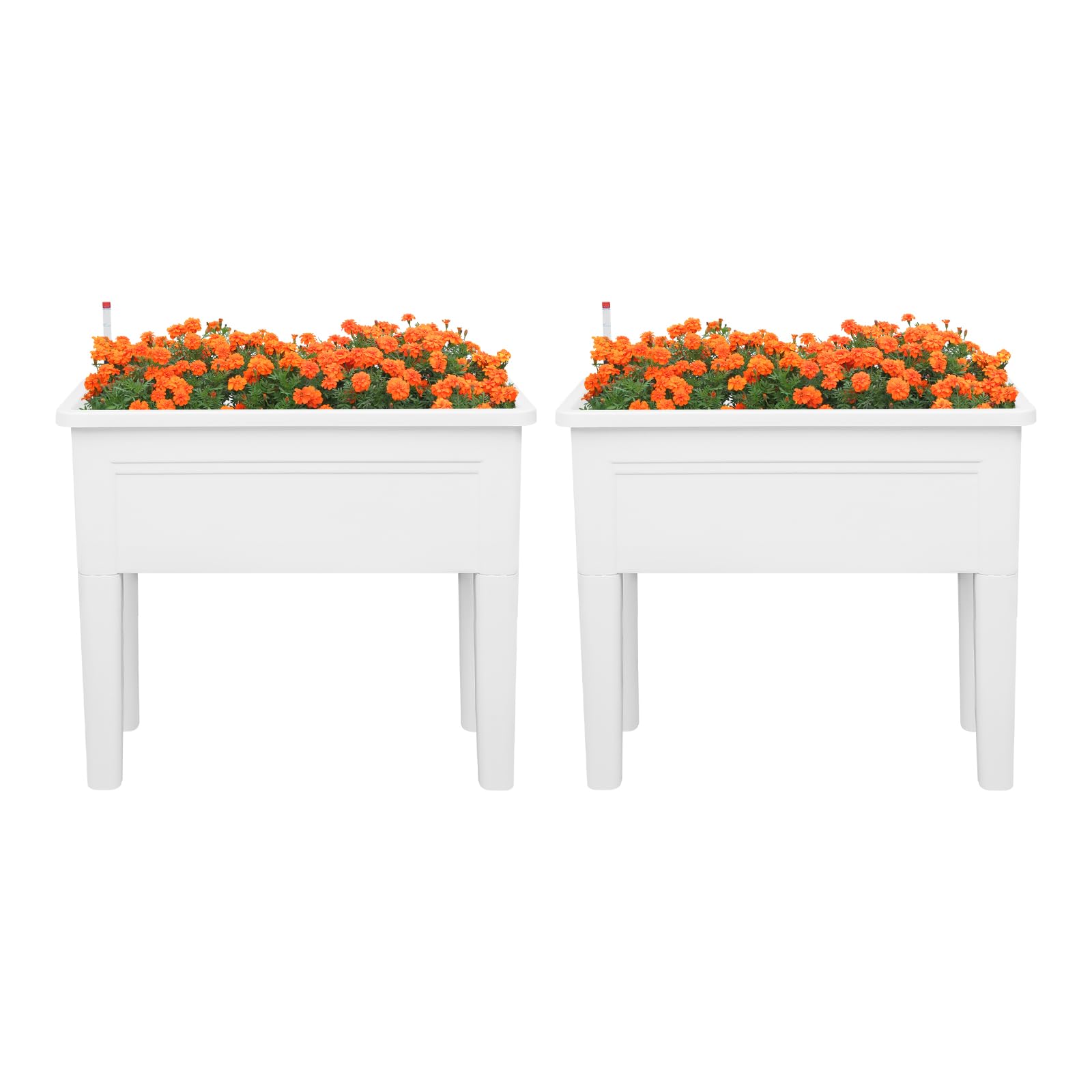 Juego de 2 piezas, con indicador de nivel de agua, material de PP, color blanco, moderno, para balcón, jardín, terraza, jardinera, jardinera, jardinera, jardinera, jardinera, jardinera, jardinera