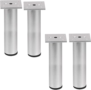 4X Furniture Cabinet Feet,Adjustable Furniture Legs,Aluminum Alloy Sofa Legs,Metal Couch Feet,Replacement Tables Legs,Cylindrical Kitchen Feet,for Dining Desk,Worktop Tv (Silver 25cm/9.8in)
