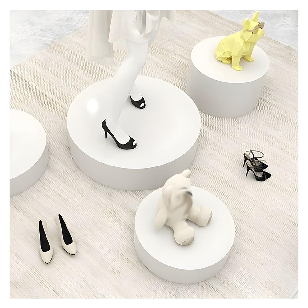 Socle d'exposition Rond, Socle pour présentation de mannequins, Support cylindrique pour Accessoires de Mariage, rehausseurs pour présentoirs de vêtements et Accessoires de Mariage (Blanc, 6