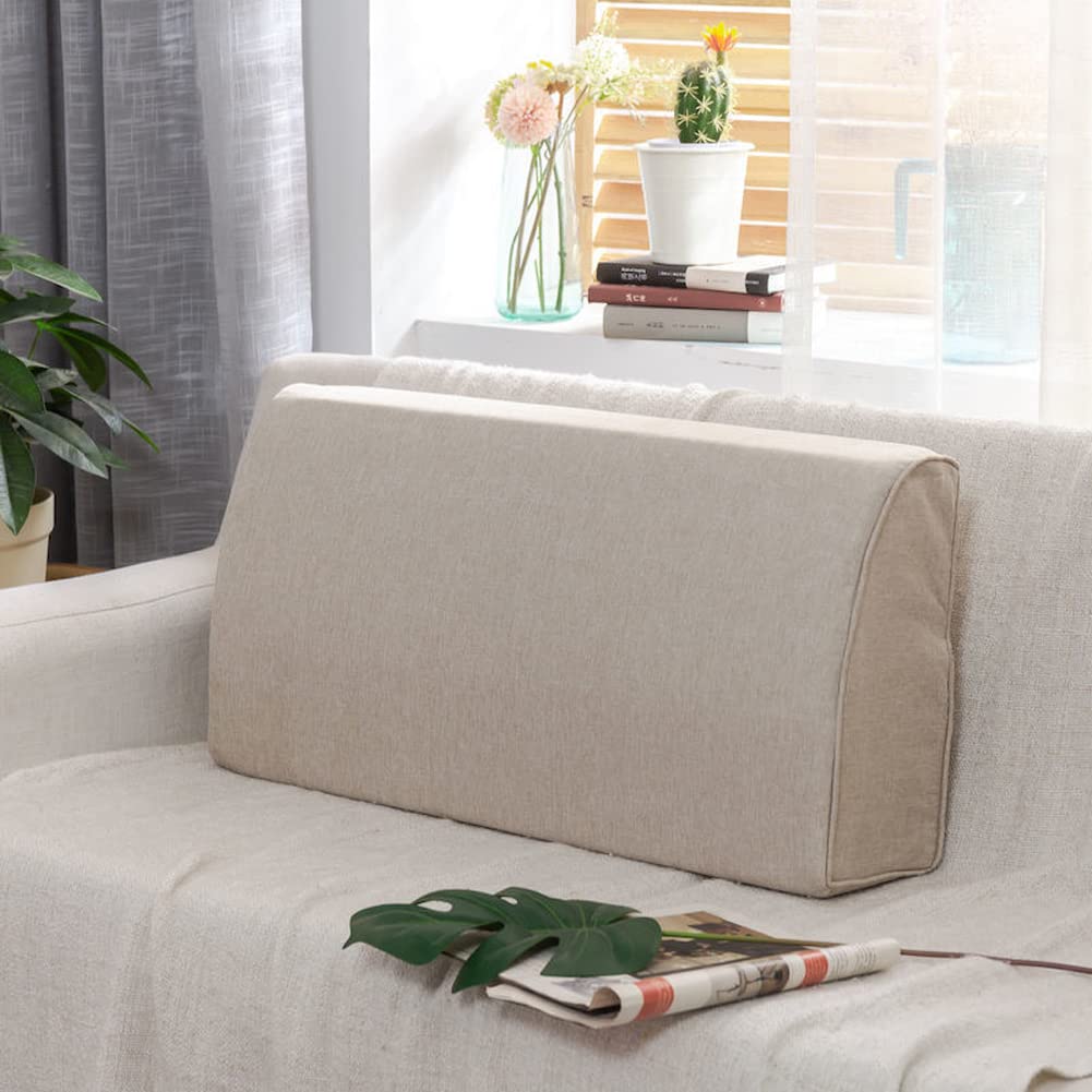 Yur Light Khaki Thick Foam Sofa Back Cushion With Detachable Cover,Headboard Cushion Bed Lumbar Back Surpport Cushion,Large Backrest Reading Pillow,Relieve Pain