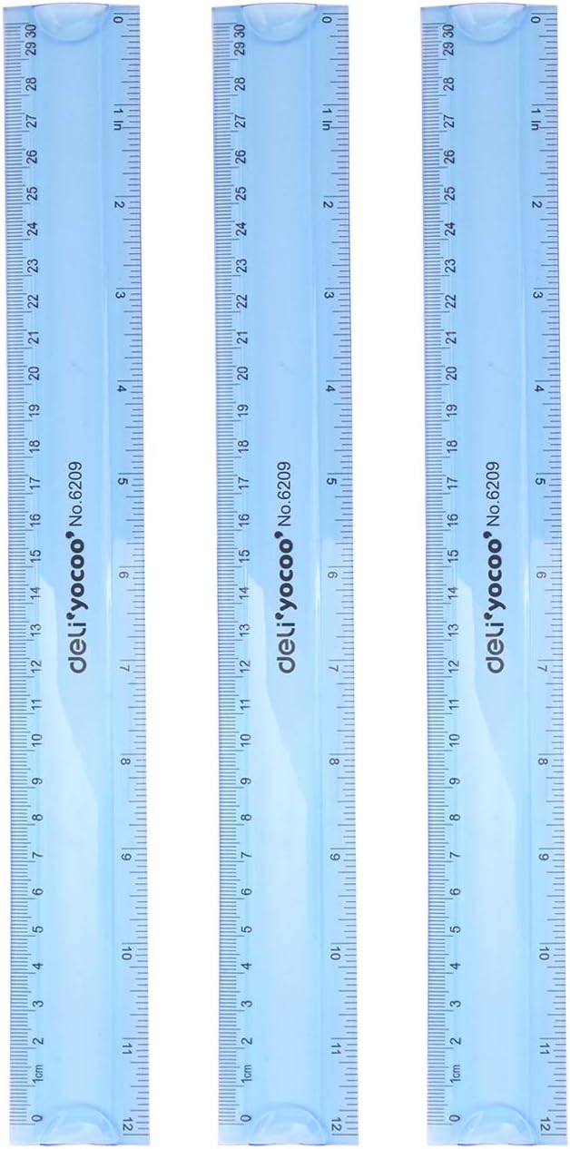 Deli W6209 Flexible Ruler 30cm (Blue), Pack of 3 : Amazon.in: Office ...