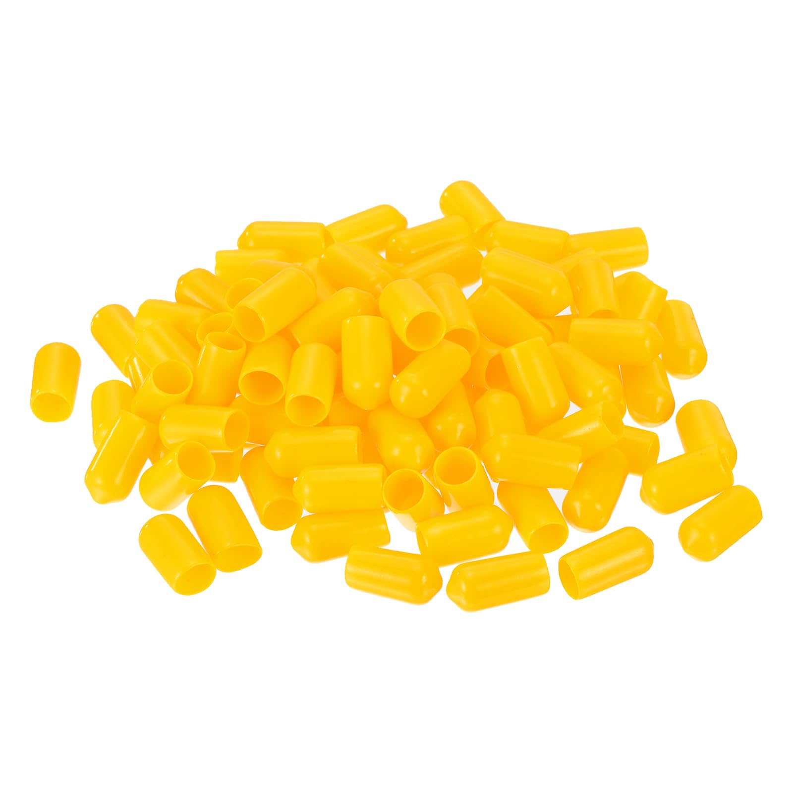 uxcell 100pcs Rubber End Caps 8mm ID Vinyl Cap Cover Screw Protectors Yellow