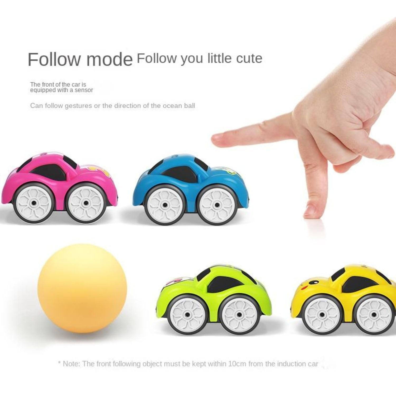 Ruzarth 2.4GHz RC Cartoon Car for Kids | Auto Follow Track Sensor Mode, Obstacle Avoidance, Music & Lights | Remote Control Toy Car for Best Gift Toddlers Boys Girls. (Yellow) 4