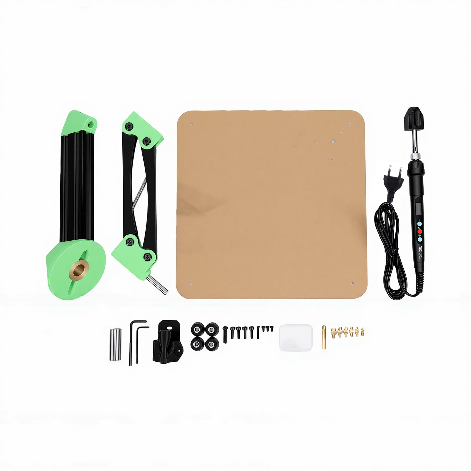 Fafeicy Kit di Inserimento a Caldo 80W con 6 Punte M2 M3 M4 M5 M6 M8, Parallelogramma Saldatore per Inserti Filettati e Pezzi Complessi (Lega di alluminio + acrilico)