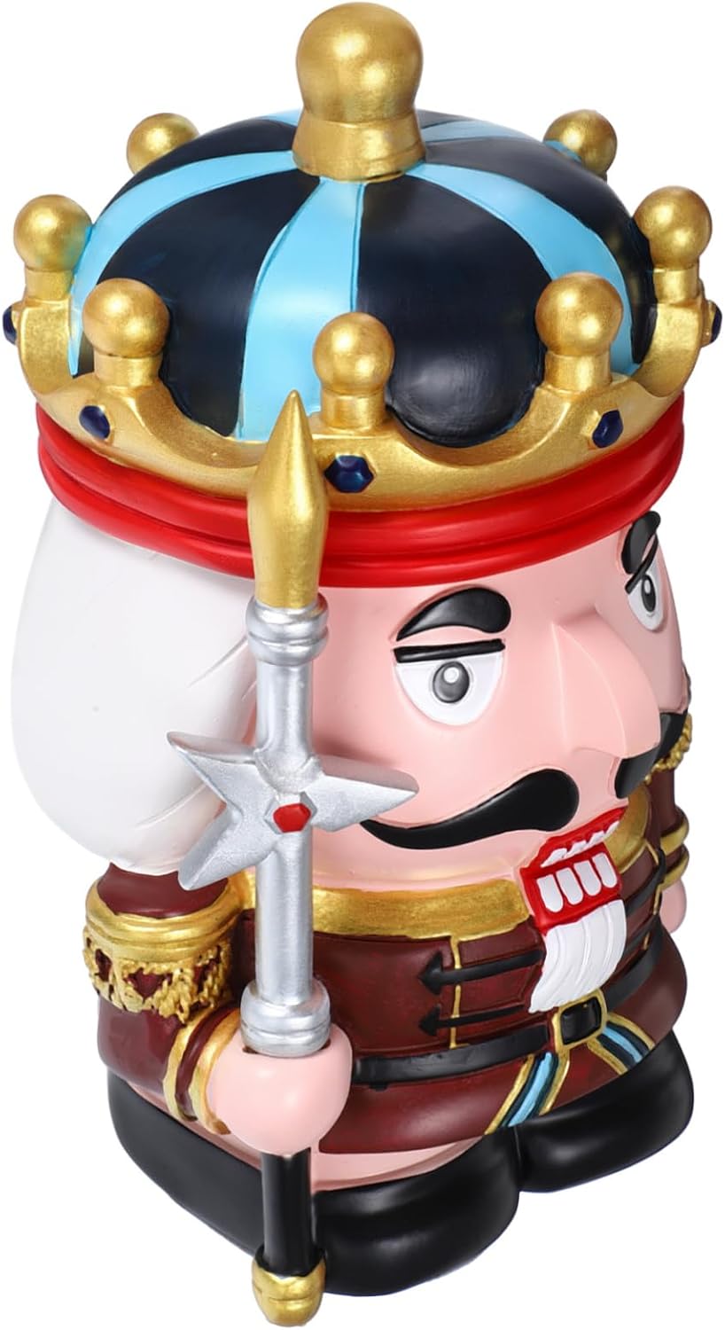 YARNOW Nutcracker Piggy Bank Cute Coin Bank for Money Saving Challenge Box Decorative Cash Savings Bank for Birthdays and Christmas Portable Design with Back Money Slot