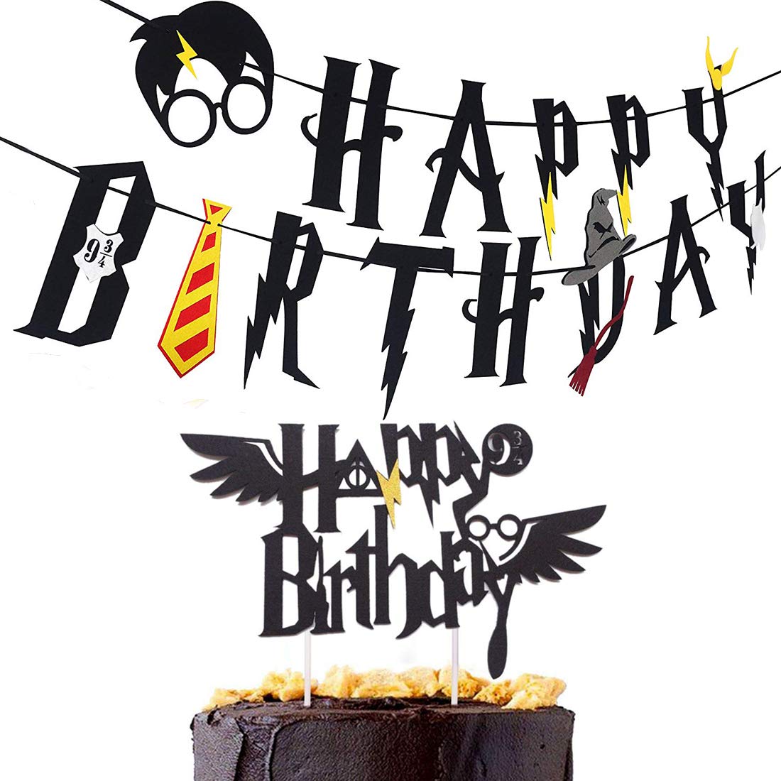 Harry Potter Happy Birthday Banner Cake Topper Harry Potter Party Supplies Little Wizard Birthday Party Cake Toppers Decorations Themed Party Supplies Black Buy Online At Best Price In Uae Amazon Ae