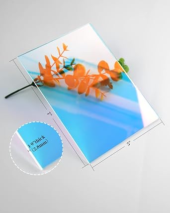 5 Pack Iridescent Acrylic Sheets Translucent Plexiglass Sheet Colored Plastic Panel Easy to Cut for DIY Art Projects, Crafting Projects, Display Project, Signs, Painting, 5x7 (2.8mm Thick)