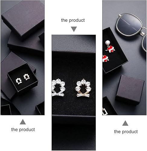 Miniatura 4 de EXCEART 96 piezas de collar de Kraft negro, caja de anillos de cartón, cajas de regalo de joyería, caja de joyería de cartón, caja de regalo de