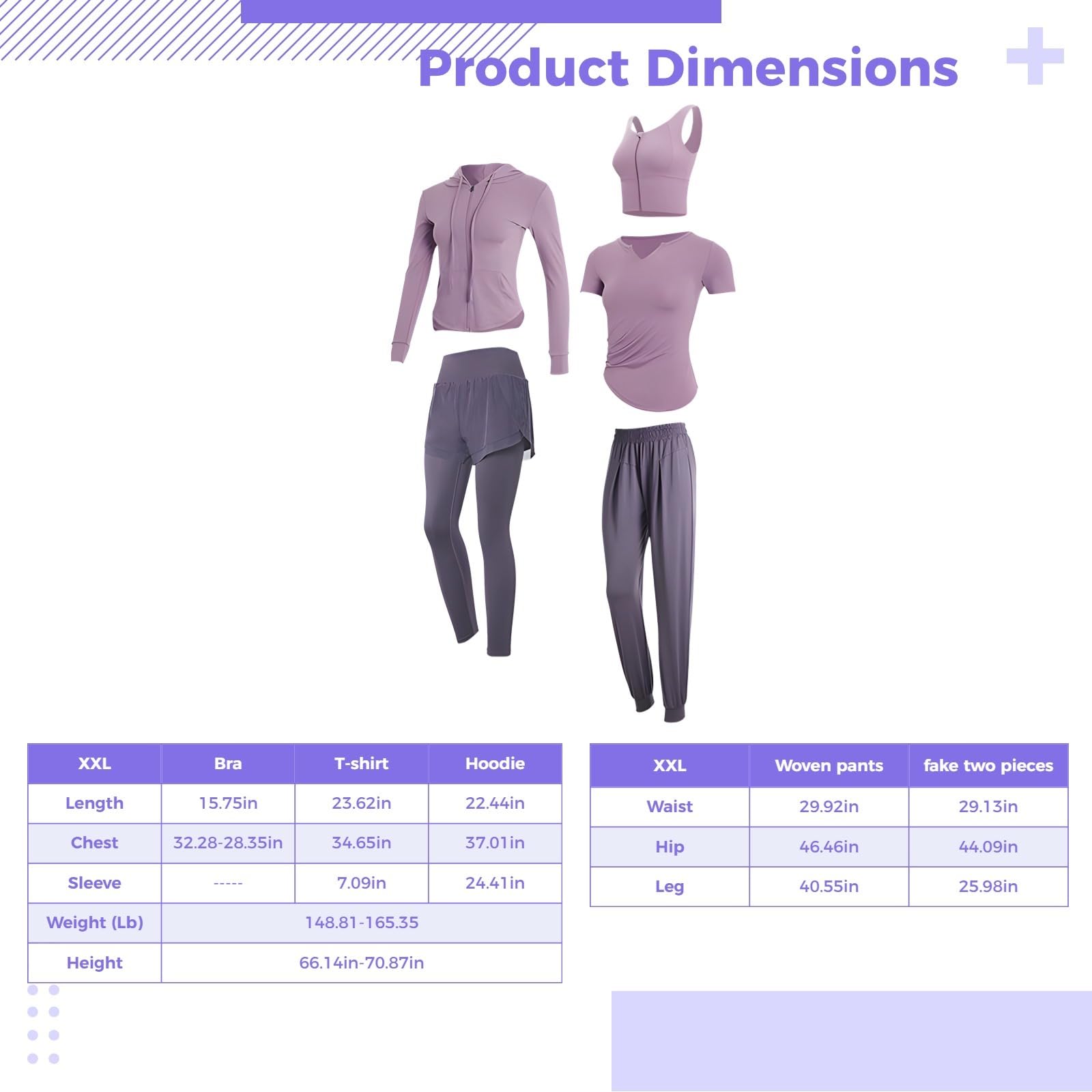 Conjunto de ropa deportiva para mujer, conjunto de 5 piezas, ropa de yoga, conjuntos de entrenamiento de manga larga para mujer, diseño negro, tela transpirable cómoda, XXL para 135-150 libras de