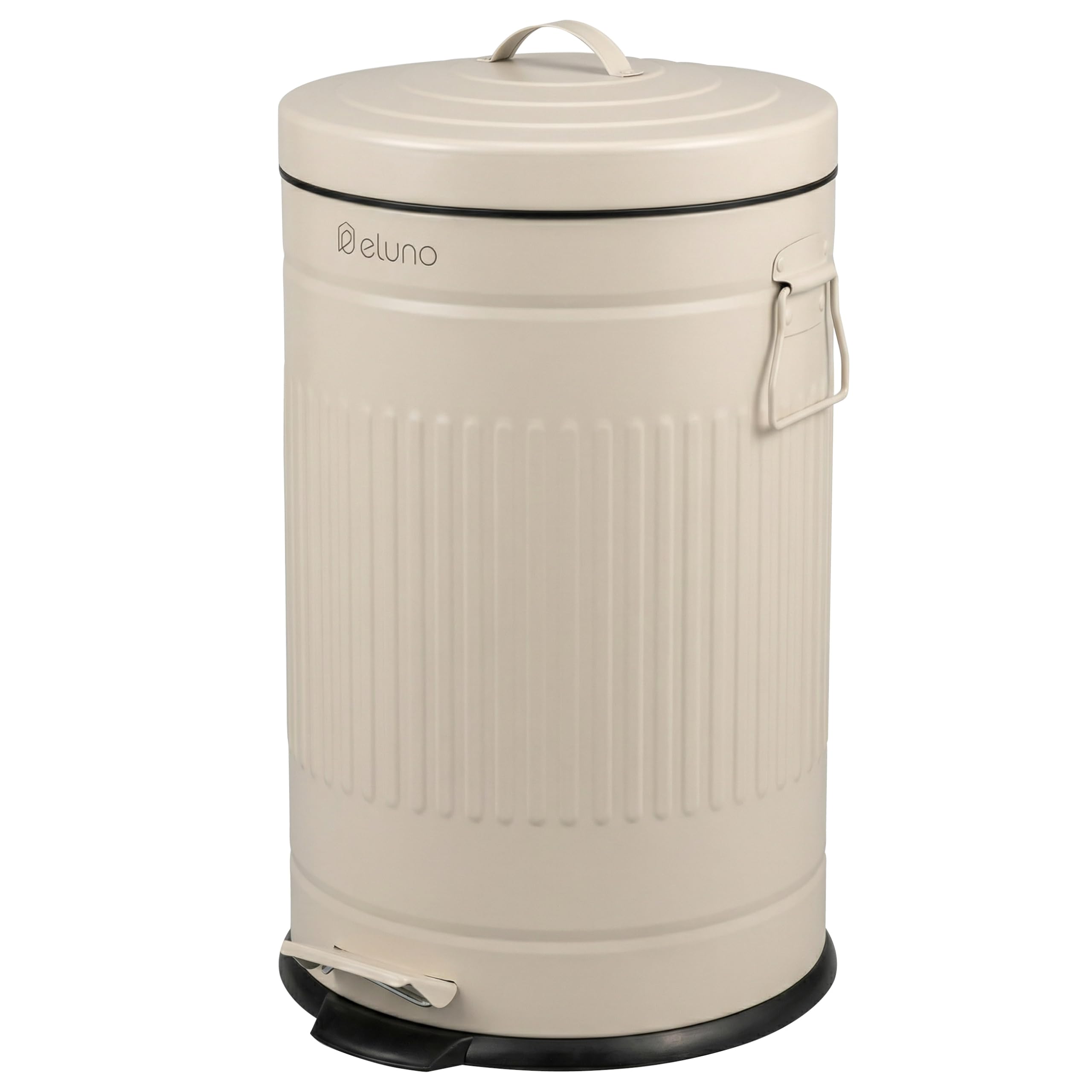 eluno Pattumiera vintage, pattumiera da cucina, 20 litri, con secchio interno in plastica rimovibile, metallo (Beige)