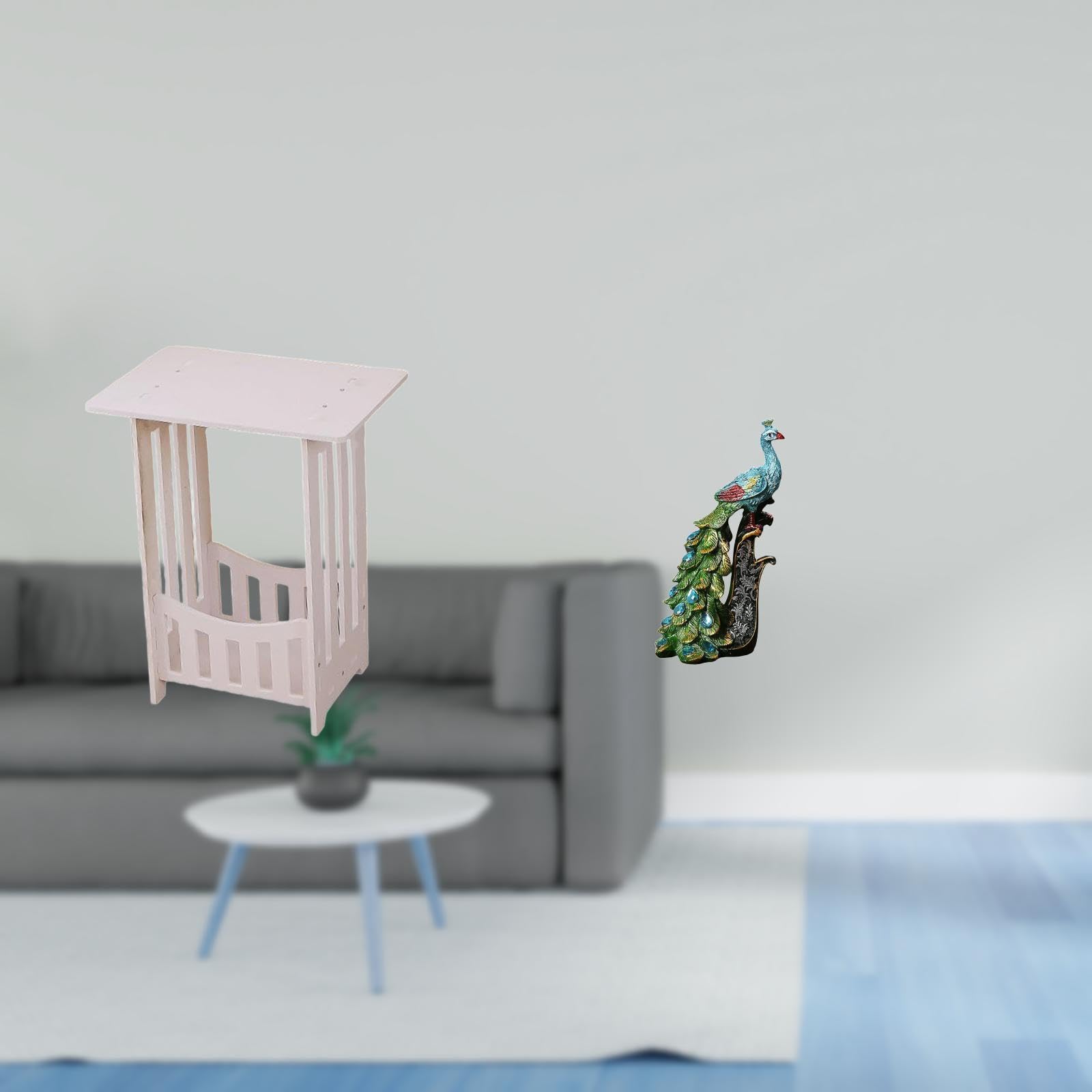 Enakshi® Practical Bedside Table with Elegant Peacock Animal Sculpture Collection for Hotel Cafe Hallway Lounge Room Balcony Bedroom Office Living Room Bookshelf Home Decoration-image-38