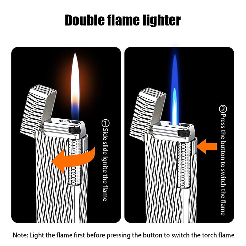 Encendedor clásico de butano doble llama tipo soplete miniatura 3