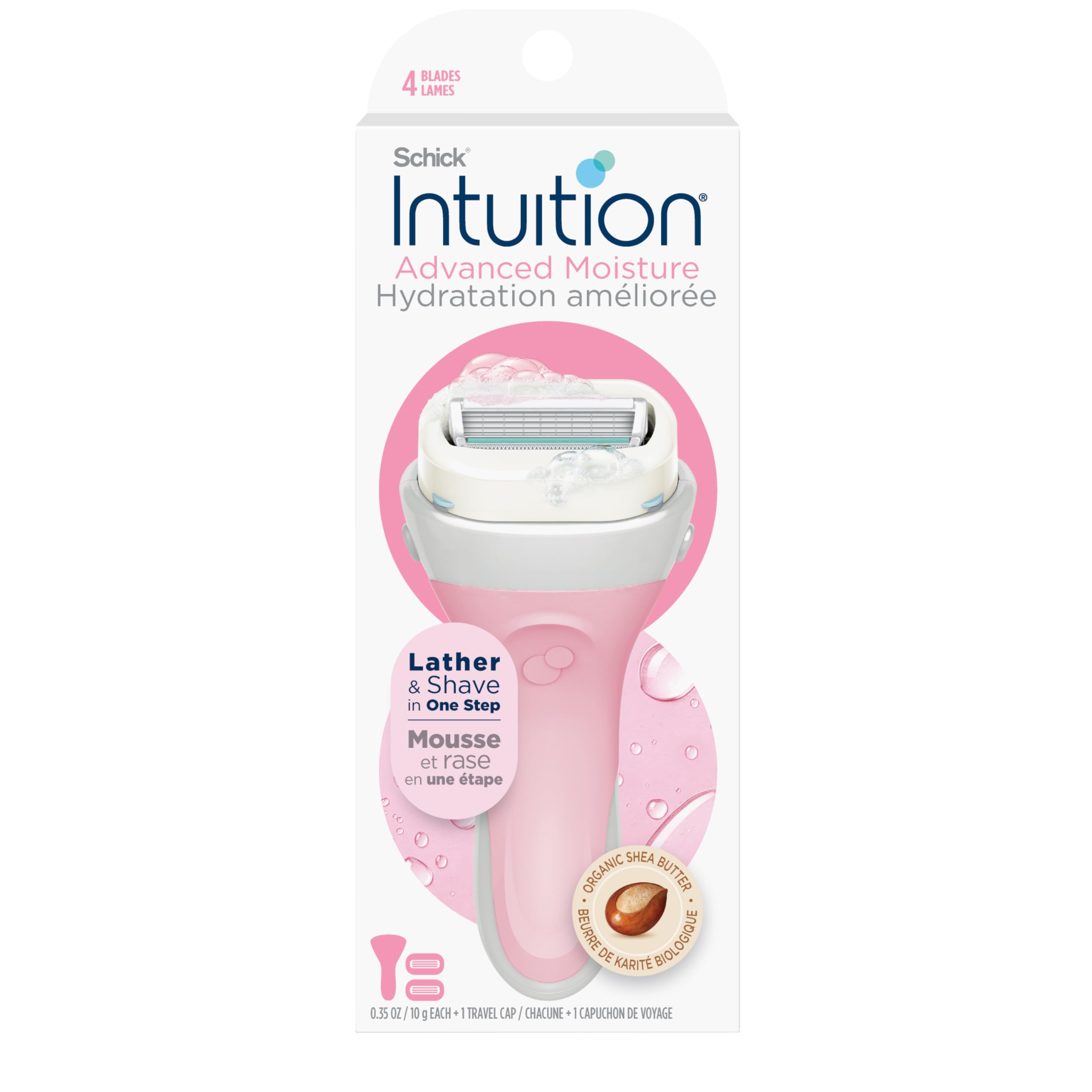 Schick Intuition Advanced Moisturizing Womens Razor with Shea Butter, 1 Handle with 2 Refills