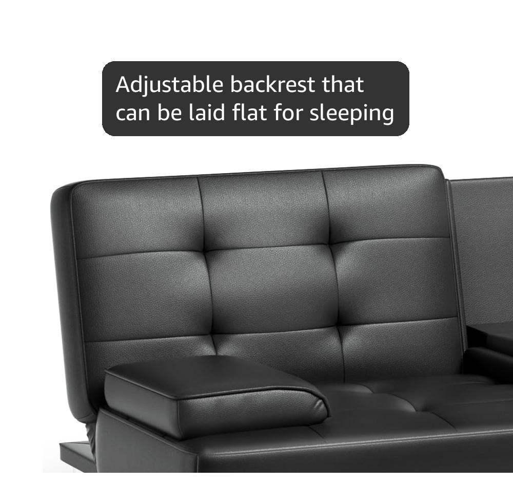 Amazon.com: JUMMICO Faux Leather Futon Sofa Bed Futon Couch with