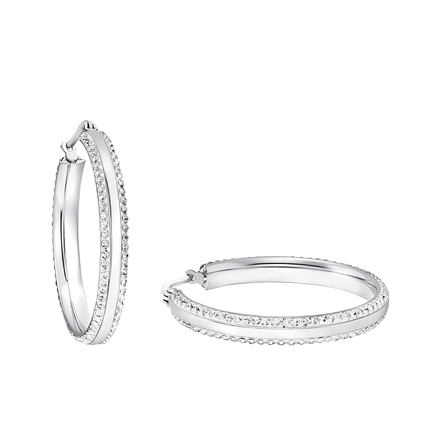 Amor Creolen Edelstahl Damen Ohrschmuck, mit Zirkonia synth., 3,3 cm, Silber, Kommt in Schmuck Geschenk Box, 2022549