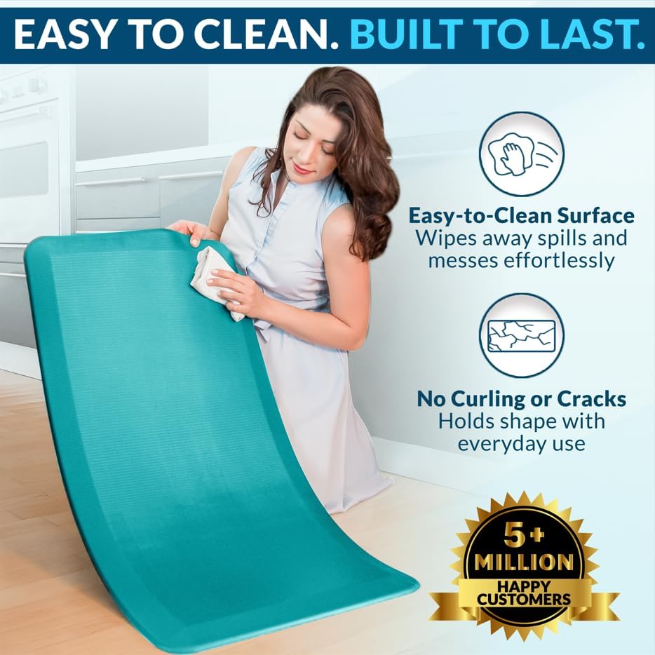 ComfiLife Anti Fatigue Floor Mat – 3/4 Inch Thick Perfect Kitchen Mat, Standing Desk Mat – Comfort at Home, Office, Garage – Durable – Stain Resistant – Non-Slip Bottom (24 x 70, Teal)