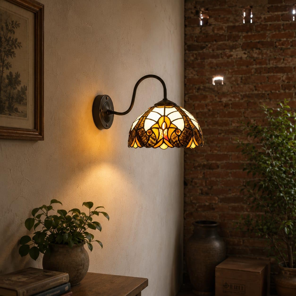 Wall Lamp,Stained Glass Wall Sconce Lamp, Decorative Lamp for Living Room, Bedroom, Dining Room,Balcony & Home Décor(Design-1) (Free Bulb -3 Color Option- Warm &Cool White,Natural)-image-29