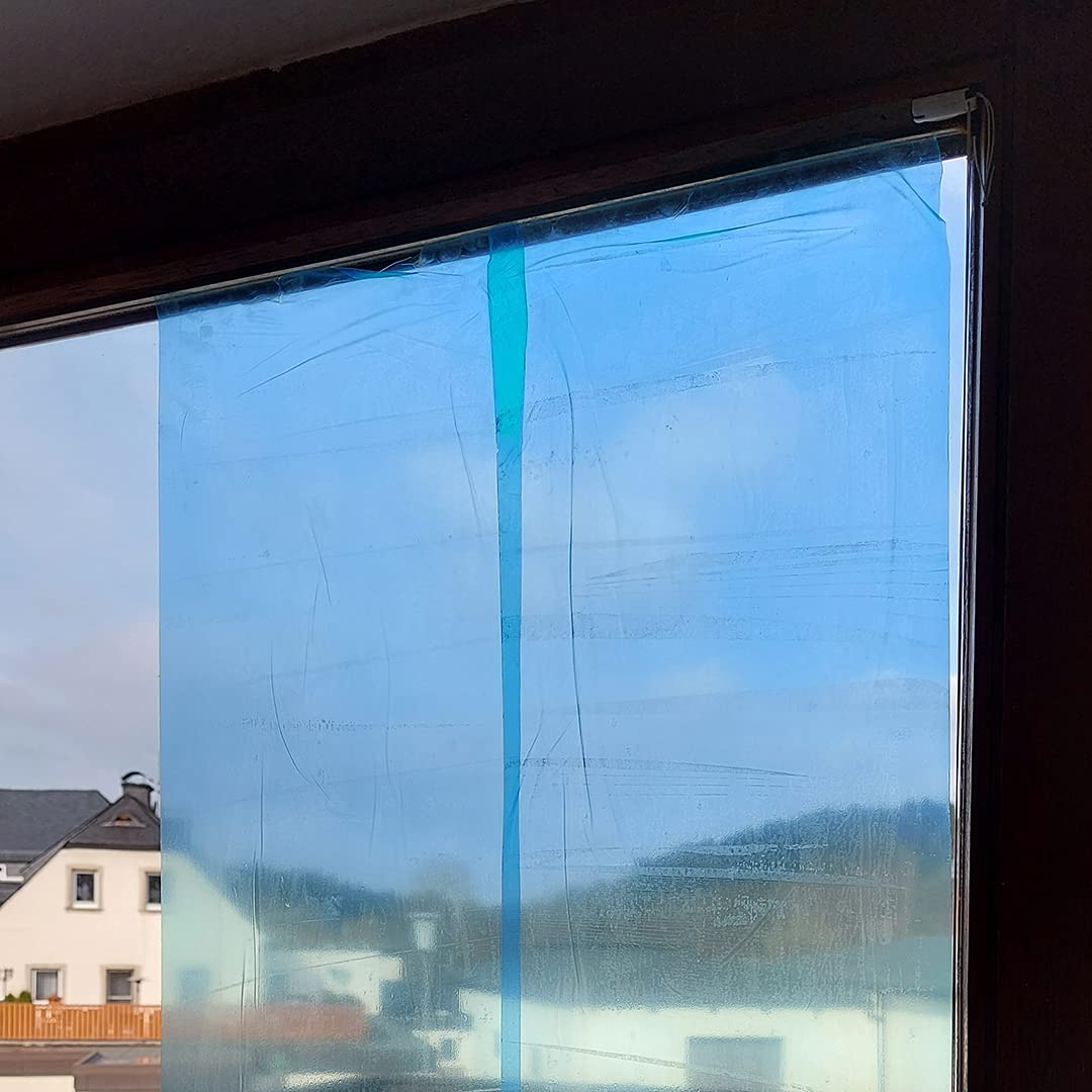 Fensterglasschutzfolie Baustelle - Schutzfolie blau - Abdeckfolie für Fenster - Glasschutzfolie - Stärke 50µ - 1,00 x 100 m - 100m²