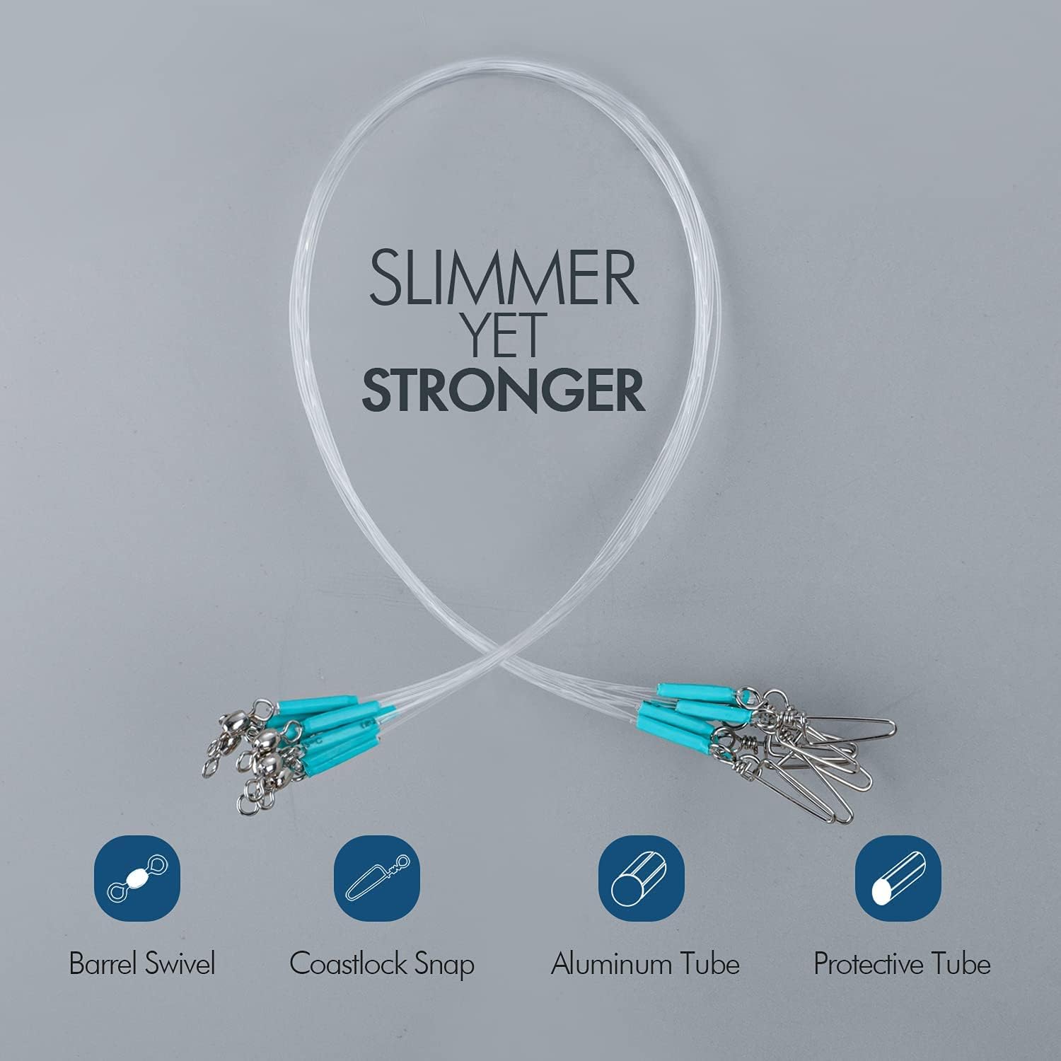 Fluorocarbon Vorfach Leader mit Wirbel & Karabiner, 10/20 STK Raubfischvorfach, 100% Fluorocarbon Angelvorfächer Spinnvorfächer Zum Spinnfischen, Spinnvorfach, Vorfach Zum Spinnangeln - 3