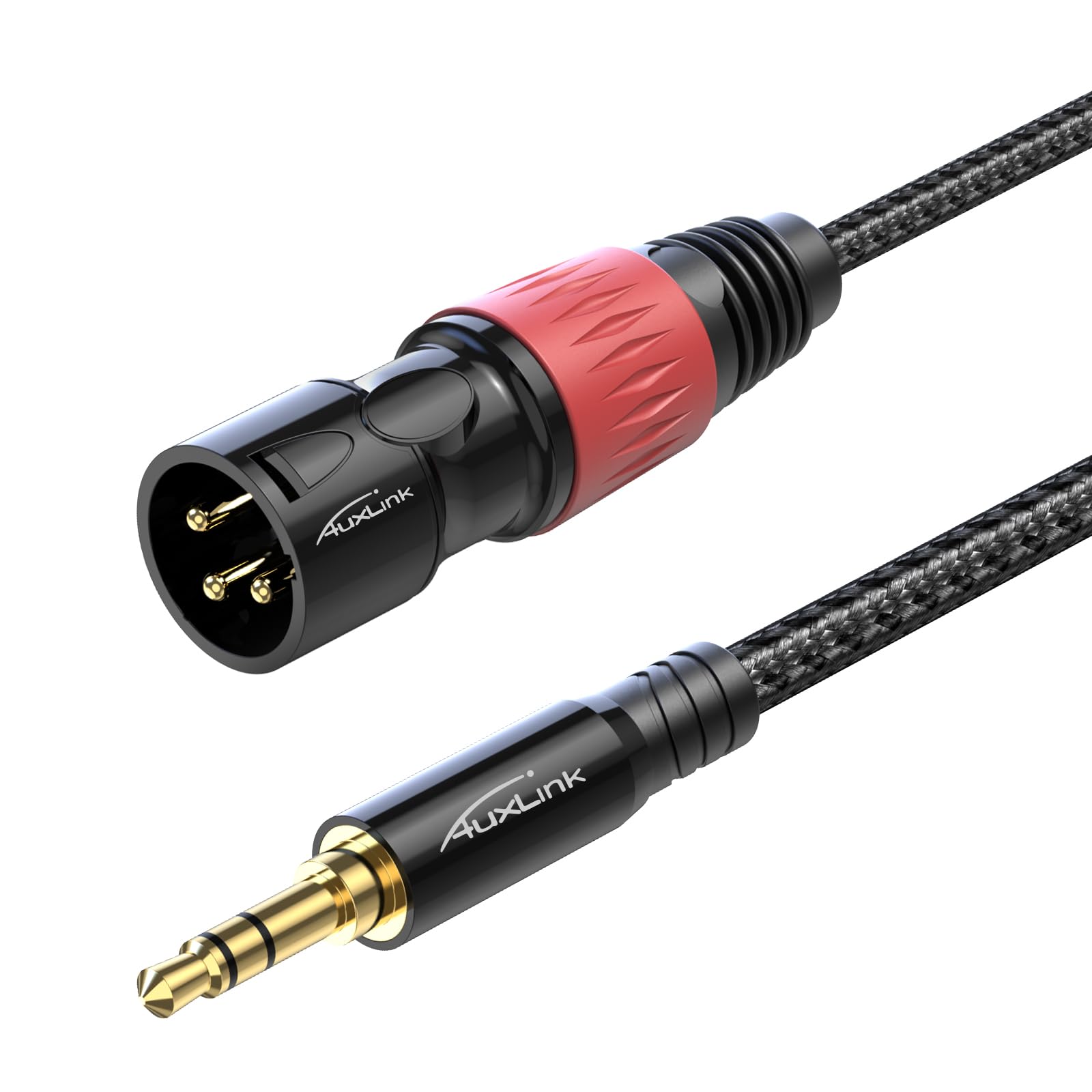 XLR auf 3,5 mm Kabel, 1,8 m, symmetrisches 0,3 cm TRS-auf-XLR-Kabel, vergoldet, 3-poliges Nylon, geflochten, für Handy, Laptop, Lautsprecher, Mischpult, 2 Stück