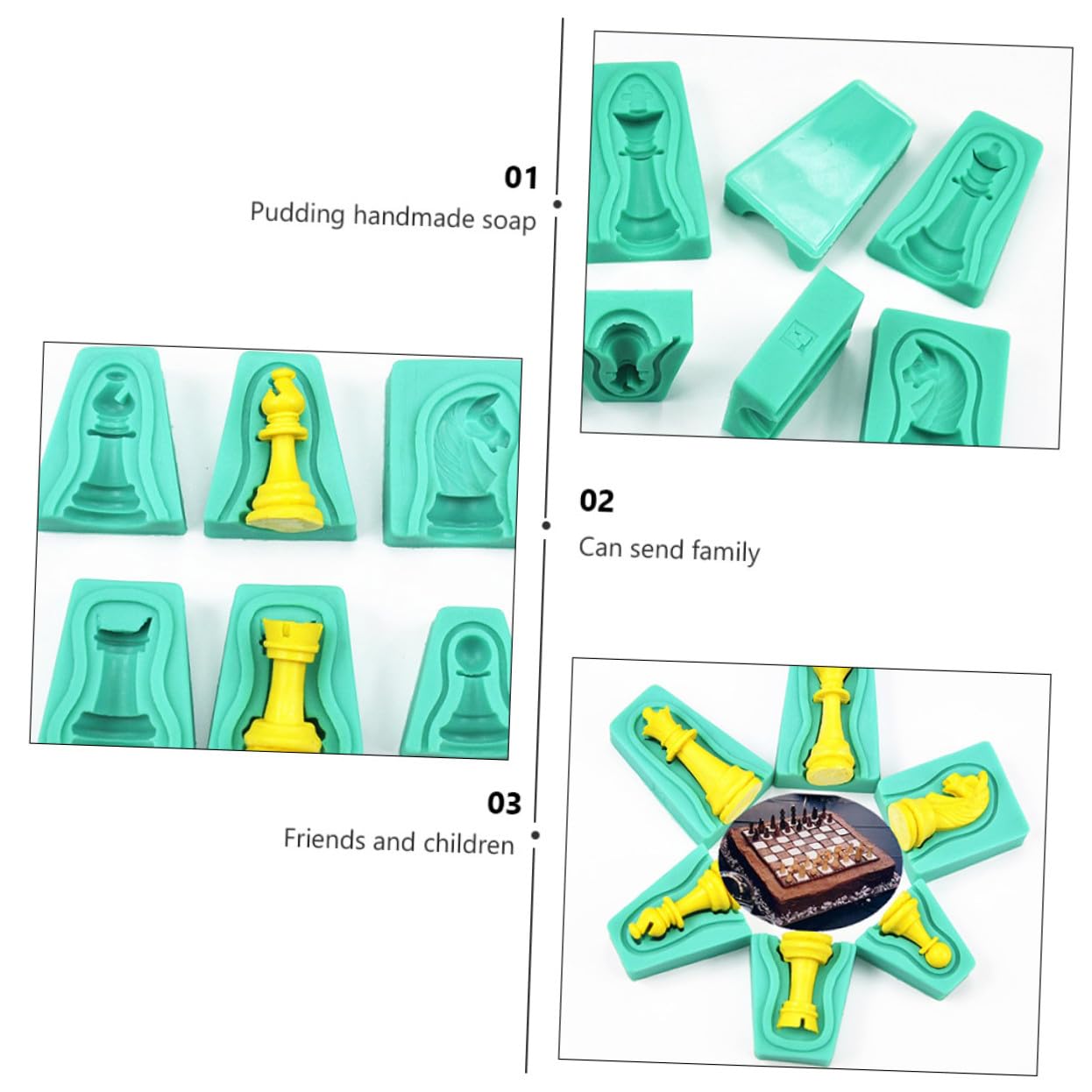 Ciieeo Stampo in Silicone Non Aderente a Forma di Scacchi per Dolci Creativo e Innovativo 12 Pezzi per Decorazioni Fai-da-te in Cucina