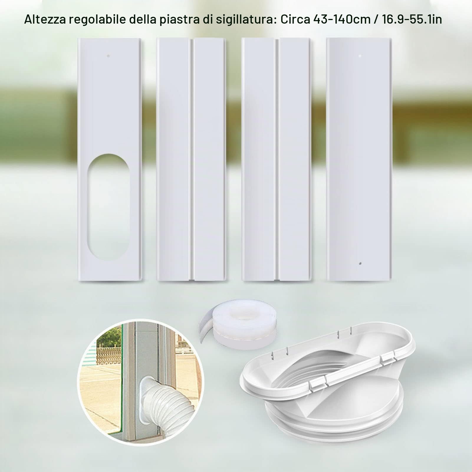 KENANLAN Kit di Ventilazione per Finestra per Condizionatore Portatile, 4 Pezzi, PVC ABS ad Alta Densità, Resistente al Calore