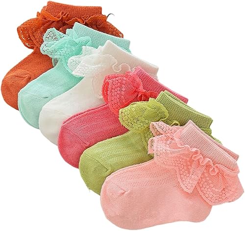 Miniatura 8 de QandSweet Calcetines con volantes para niñas recién nacidas, calcetines tobilleros para bebés y niños pequeños