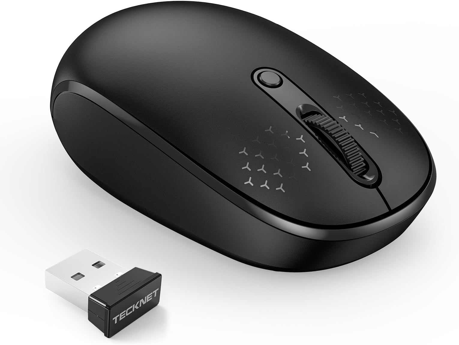 TECKNET Wireless Mouse, 2.4G Silent Computer Mouse with USB Receiver, 4 Buttons, Portable Cordless Mice for Chromebook, Laptop, PC, Mac, 800/1200/1600 DPI - Black