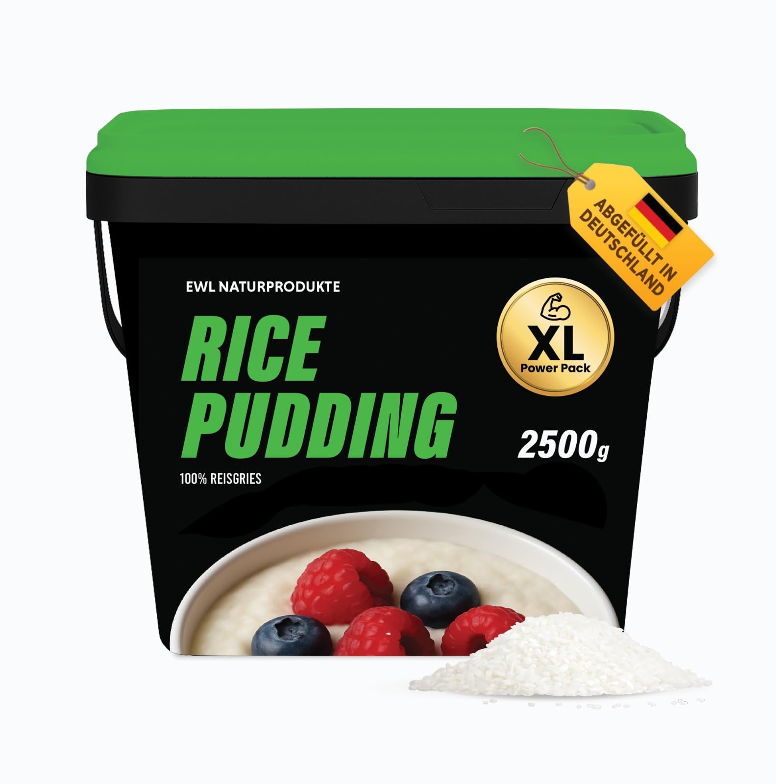 EWL Naturprodukte Reispudding 2,5 kg im praktischen Eimer, Rice Pudding, reines Naturprodukt, Verarbeitung in Deutschland, vegan