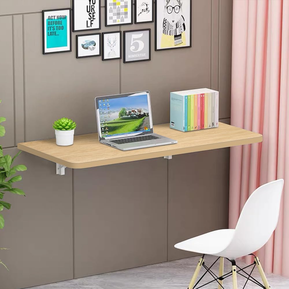 WODFARR Klapptisch zur Wandmontage aus Holz, Küchentisch, Wandklapptisch, Schwebetisch, Computertisch-A, 60 * 30 * 1,6 cm - Nussbaum