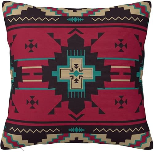 Fundas de almohada con estampado étnico nativo del suroeste americano, 18 x 18 pulgadas, funda de almohada para sofá, cama, decoración del hogar